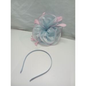 Little girl hair bow and‎ headband pink and blue Easter flower girl wedding